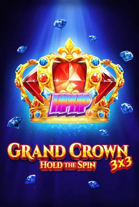 Interface do jogo 3x3 Grand Crown: Hold the Spin com símbolos de frutas e coroas douradas.